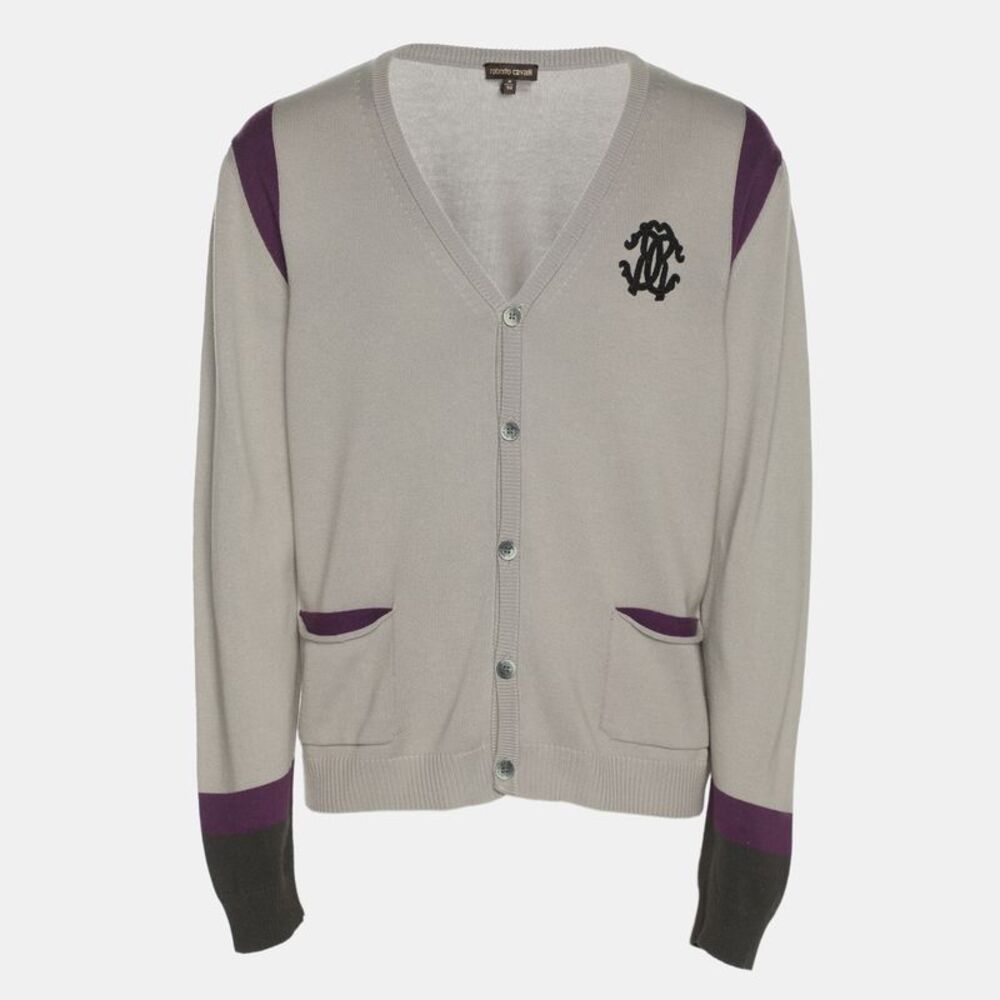 Roberto Cavalli Tri Color Rib Knit Cardigan M